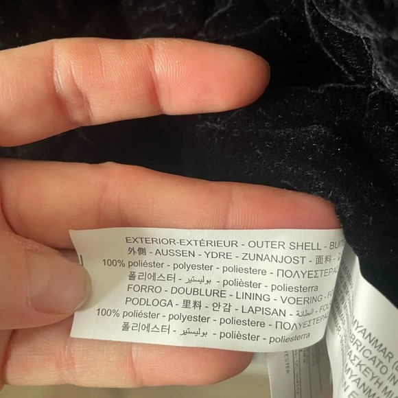 Zara Velvet Puffer Quilted Bomber Jacket Coat Black Size Medium - Picture 10 of 10